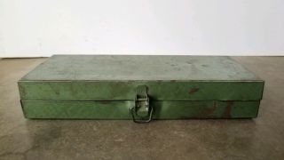 Vintage Green Rusty Metal Box W/ Lock Patina Pencil Tool Machinist Storage Case