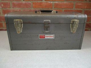 Vintage Metal Craftsman Tool Box With Metal Tray 18 "