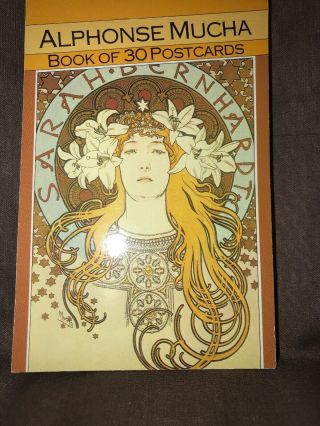 Vintage Alphonse Mucha Book Of 30 Color Postcards Artwork Women Beauty England