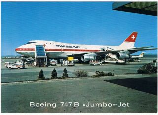 Postcard Zurich Airport Swissair Boeing 747 Aviation Airline Airways