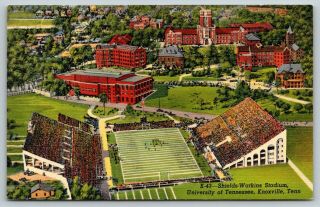 Knoxville Aerial View Campus University Of Tennessee Football Stadium 1939 Linen