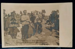 Postcard Wwi Rppc Russian Prisoners In Hungary Calligraphy