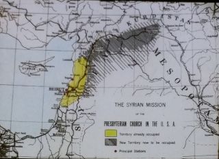Map: Syrian Mission Of Presbyterian Church In The Usa,  Magic Lantern Glass Slide