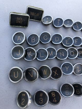 46 Vintage Typewriter Keys For Crafts Or Jewelry Making Glass Covers 2
