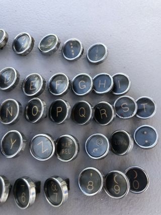 46 Vintage Typewriter Keys For Crafts Or Jewelry Making Glass Covers 3
