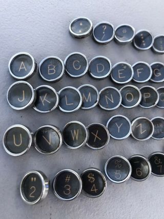 46 Vintage Typewriter Keys For Crafts Or Jewelry Making Glass Covers 5