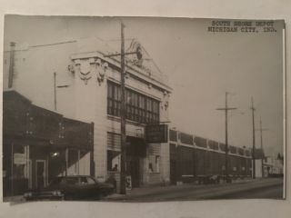 Michigan City Indiana South Shore Rr Railroad Depot B&w Real Photo Postcard Rppc