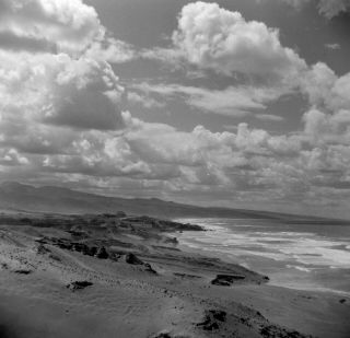 Sq220 Photo Negative 2 1/4 " Jerusalem Egypt ? 1950s Scenic Shore Clouds