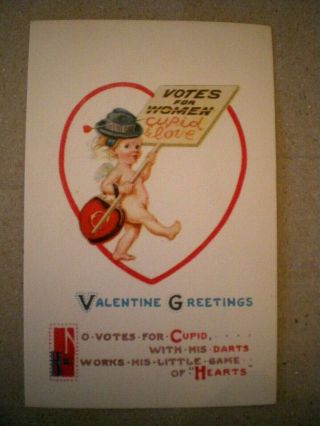 Woman Suffrage Votes For Women Valentine Post Card Cupid