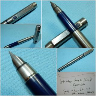 Vintage Parker 25 Fountain Pen Brushed Steel Medium Smooth Nib -