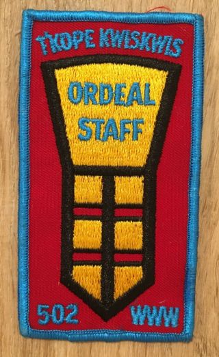 Oa T’kope Kwiskwis Lodge 502 Ordeal Staff Rare Patch 5”x 2.  5”