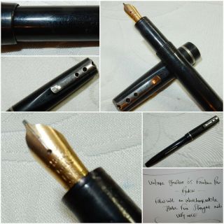 Vintage Osmiroid 65 Fountain Pen - Black - Italic Fine Straight -