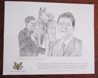 Ronald Reagan 11 " X14 " Lithograph Republican National Committee Centennial Lt.  Ed