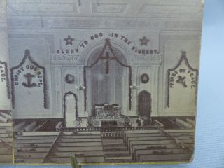 Scarce Antique Stereoview Lutheran Church Interior Norristown Pa SR Fisher Photo 2