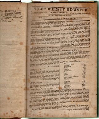 Niles Weekly Register,  March To September 1823.  All Editions In Volume Xxiv