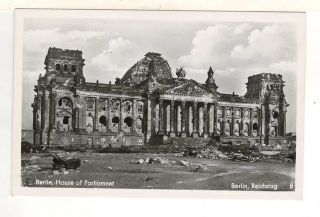 1946 Real Photo Postcard:berlin,  Germany Reichstag (parliament) Wwii Destruction