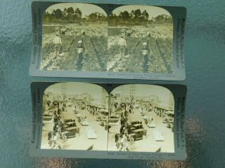 2 Rare Vintage Keystone Stereoview Photo Card Early Sarasota & Bradenton Fl