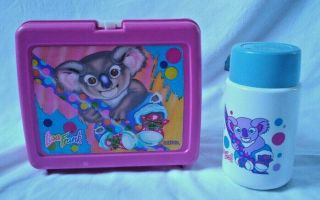 Vintage Lisa Frank Plastic Lunch Box Pink Koala Design Thermos Brand
