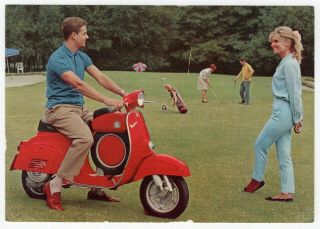 Vintage Foreign Advertising Postcard: Vespa " Sprint " Scooter