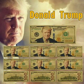 Pack Of 10 - Donald Trump Gold Foil Banknote Novelty Bill Keep Great 2020