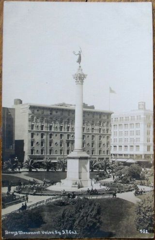 San Francisco,  Ca 1910 Azo Realphoto Postcard: Derry Monument - California Cal