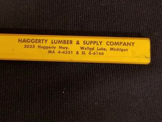 Vintage Carpenter Pencil Advertising Haggerty Lumber Walled Lake Michigan