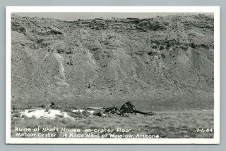 Shaft House Ruins Meteor Crater Winslow Arizona Rppc Rare Vintage Photo 1940s