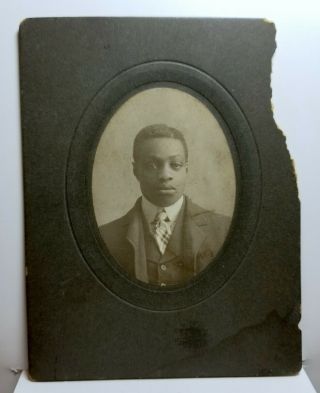 Young Black Man In A Suit And Tie; Cabinet Card Photo; African American
