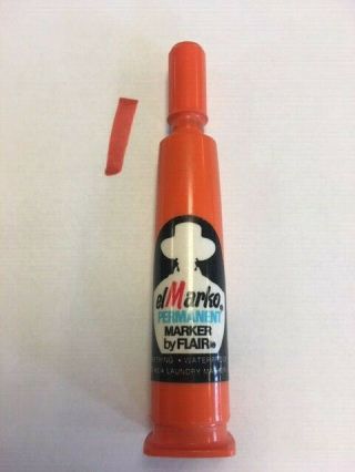 Vintage El Marko Waterproof By Flair - Permanent Orange Has Ink Smearproof