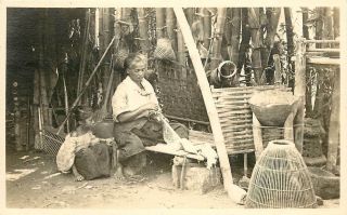 Rppc Postcard South East Asian Woman And Child Weave Baskets 1907 - 1919