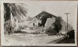 1925 Santa Barbara California Earthquake Photo Snapshot Vtg Church