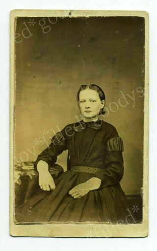 Civil War Time Young Lady From 3 Mile Bay York Cdv With Tax Revenue Stamp