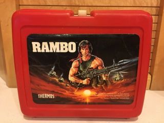 VINTAGE 1985 Anabasis Investments RAMBO Plastic Lunch Box - Thermos Sly Stallone 2