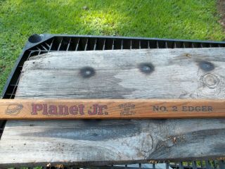 Old Garden Tool Planet Jr No.  2 Edger Graphics on Oak Handle Made USA 46 