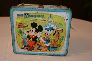Vtg Rare Walt Disney World Metal Lunch Box By Aladdin Industries Nashville,  Tn