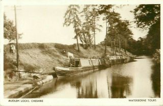 Rp Audlem Lock Narrow Canal Boat Crewe Cheshire Real Photo C1930
