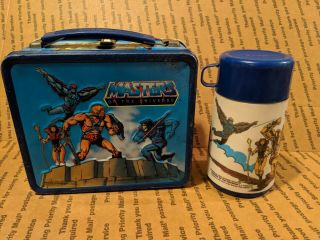 1983 Masters Of The Universe Metal Lunch Box With Thermos He - Man Skeletor