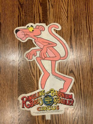 RARE VINTAGE 18” The Pink Panther Ringling Bros.  & Barnum & Bailey Circus Sign 3