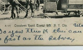 1906 NY Postcard York City Crosstown Rapid Transit 1905 horse car trolley 3