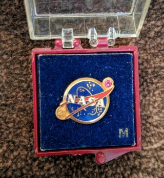 Nasa Rare 10k Gold & Blue Enamel 20 Year Service Pin Screwback