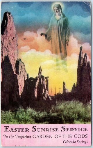 Colorado Springs Co Postcard " Easter Sunrise Service " Garden Of The Gods 1949