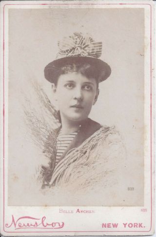 1890s Newsboy Cabinet Card Photo Stage Actress & Singer Belle Archer