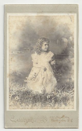 Old Cabinet Photo 4 Yr.  Old Girl Identified As Ethel M.  Estabrook Washington Dc