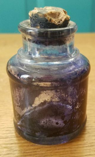 Vintage Empty Carter ' s Blu - Rex Fountain Pen Ink Glass Bottle with Corked Lid 3