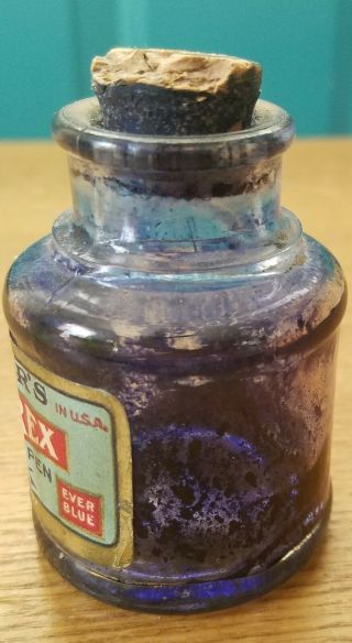 Vintage Empty Carter ' s Blu - Rex Fountain Pen Ink Glass Bottle with Corked Lid 4