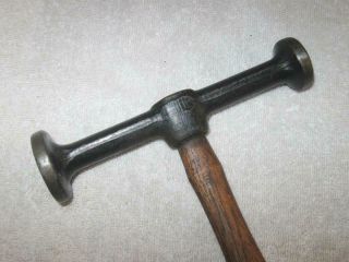 Vintage Auto Body Dinging Hammer,  1 - 5/8 " 1 - 1/4 " Round Face,  Unmarked,  6 " Head