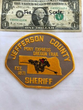 Jefferson County Nebraska Police Patch (sheriff) Un - Sewn In Great Shape
