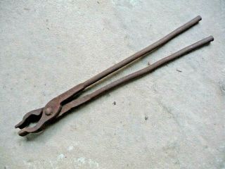 Vintage Antique Primitive Blacksmith Tongs - 18 " Long,  2 Lb 5 Oz