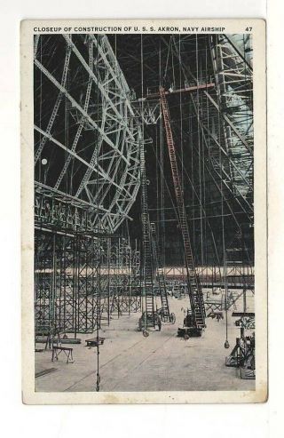 1931 Pc:construction Of Uss Akron Airship (zrs - 4) Goodyear Zeppelin Corp,  Akron