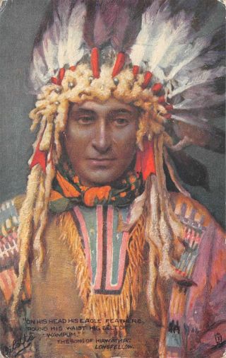 The Song Of Hiawatha Indian Chief Canada Rafael Tuck Postcard 1908